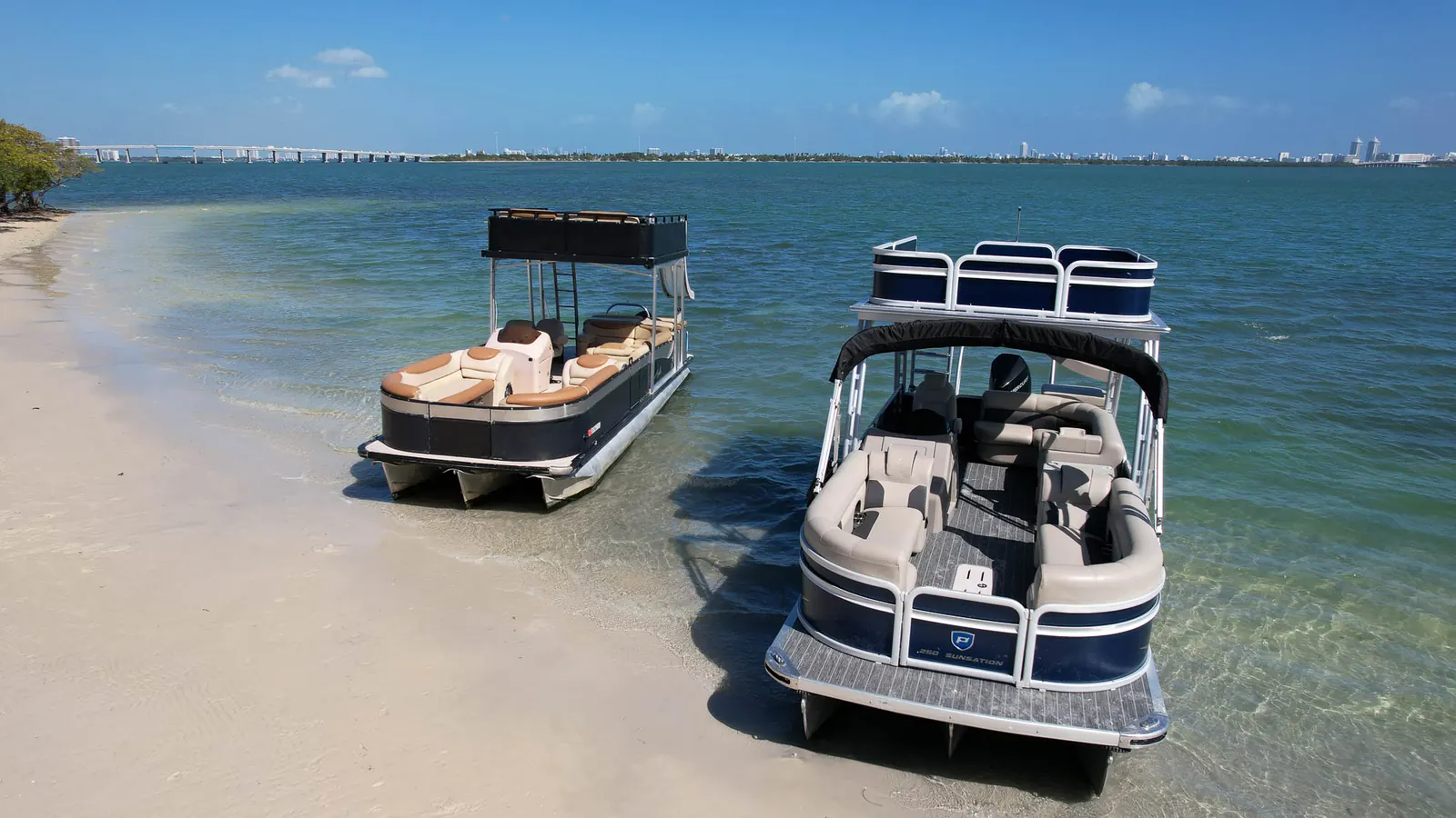 Drone view of two tritoons at a sandbar island